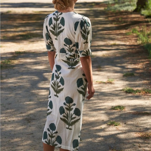 Indigo by boutin The poppy floral midi dress short puff sleeves size M - Picture 2 of 13